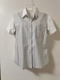 ママのハンドメイド ストライプシャツ M〜L寸
