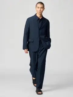 新品　UNIQLO C 感動タックパンツ ネイビー　Lサイズ　ユニクロC
