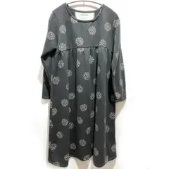 【美品】INNOCE 花柄ワンピース 裏起毛 ホームウエア