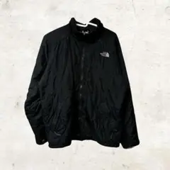 THE NORTH FACE 中綿入りジップジャケットブラック刺繍ロゴ入り 古着