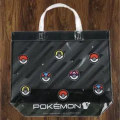 【新品】ポケモン モンスターボール柄 ビーチバッグ プールバッグ ブラック/黒