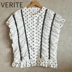 【VERITE】ドット柄 ノースリーブ ブラウス M〜L対応