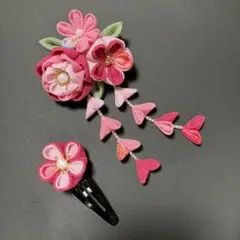 つまみ細工 髪飾りセット ピンク 七五三