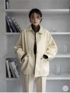 値下げ!nokcha eco leather over jacket ivory