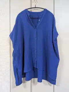 オーバーサイズ青シャツ M-L