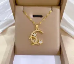 ゴールド ネックレス czダイヤ サージカルステン 【人気再入荷】 ムーンスター