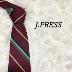 極美品✨ J.PRESS ジェイプレス ネクタイ ストライプ ボルドー