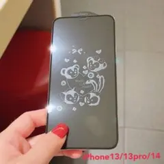浮き出るガラスフィルム iPhone13.13pro.14 ダッフィーフレンズ