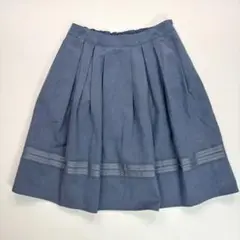 TO BE CHIC トゥービーシック　膝丈スカート　プリーツ　ブルー　XL
