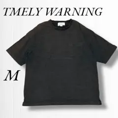 《タイムリーワーニング》Tシャツ/胸ポケット/無地/ゆるダボ/M/黒/ブラック