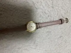 ピンクレザー アナログ手巻き時計
