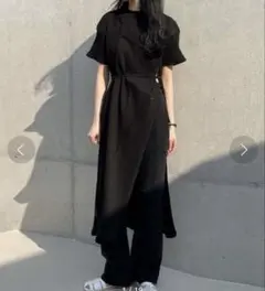 新品タグ付き by muni:r レイヤードロングスリットワンピース