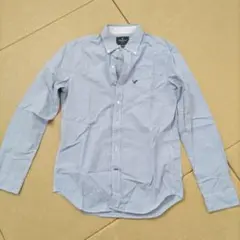 AMERICAN EAGLE 細チェック長袖シャツ Sサイズ ブルー