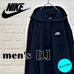 V936【NIKE】刺繍ロゴパーカー【メンズL】ネイビー