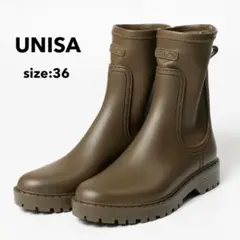 【タグ付き未使用】UNISA ユニサ サイドゴアショートレインブーツ 防水 39 ウニサ UNISA サイドゴアショートレインブーツ （ネイビー） -靴