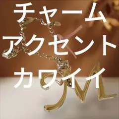 チャーム　イニシャル　猫　おまけ付き　ワンポイント　ゴールド