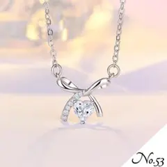 ◆新品◆ハートリボンネックレス シルバー アクサセリー レディース