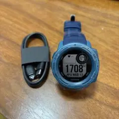 GARMIN Instinctスマートウォッチ ネイビー 充電ケーブル付き