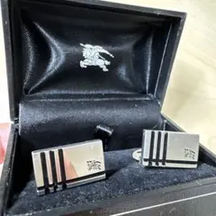 希少品　Burberry ストライプデザイン カフリンクス
