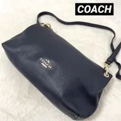 極美品✨COACH レザーロゴ 2way 金具ネイビー 55661 ショルダー