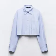 ZARA ライトブルー クロップドシャツ　3900円→2600円値下げ☆