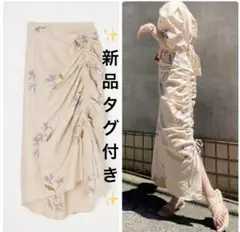 新品タグ付き　【M_】 エムアンダーバー　ギャザーディテールスカート 刺繍