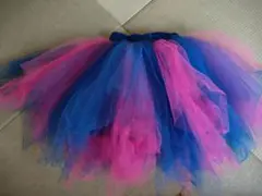ピンク青チュールフリルスカート