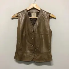 ロエベ 細い方用 グレーっぽい焦げ茶色 ラム革 フード付きベスト