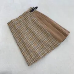 チェック プリーツスカート ベルト付き ミディアム GINNI サイズM