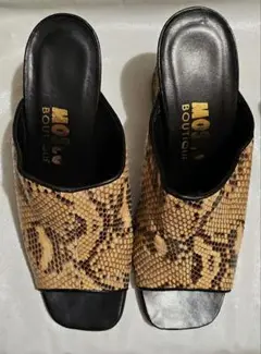 MOSCO BOUTIQUE モスコ ヘビ柄 リアルレザー ミュール 36