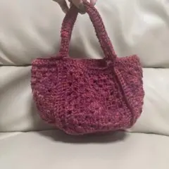 バック　手提げ　ハンドメイド　グラデーションピンクのグラニーバッグ
