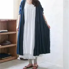 nest robe リネンデニムカシュクールワンピース