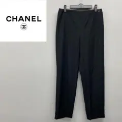 極 美品 CHANEL シャネル ウール パンツ スラックス サイズ 40 黒