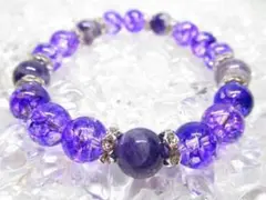 ★【アメジスト×パープルクラック水晶】 天然石ブレスレットパワーストーン