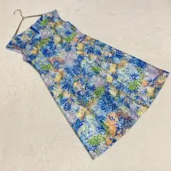 EK3833【スーパービューティー】ワンピース【40】ひざ丈 キーネック 花柄