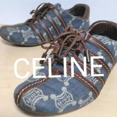 bc16. CELINE マカダム柄 デニム生地スニーカー 22.5cm