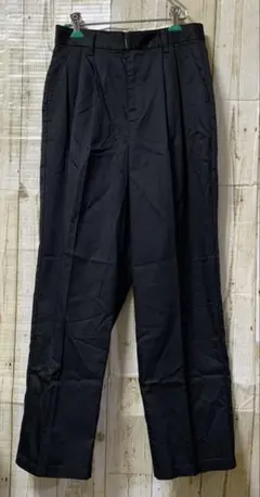 新品　シーズンリーズン　センタープレス　ツータックパンツ　L ブラック