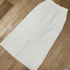 アーバンリサーチ　ライトベージュ タイトスカート スリット入　M リネン生地