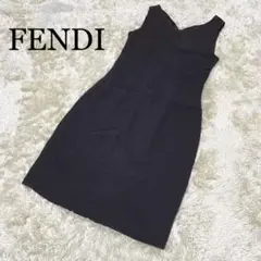 ✨美品✨ FENDI リブ ワンピース ノースリーブ ダークブラウン