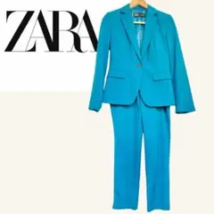 ZARA セットアップ 青 ジャケット パンツ パンツスーツ カラースーツ