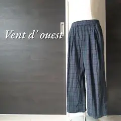 vent d' ouest ルミノア チェック柄 ワイドパンツ イージー 総ゴム