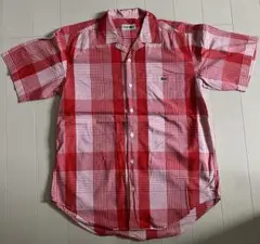 CHEMISE LACOSTE ラコステ　赤　チェック　半袖シャツ　3