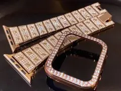 アップル watch キラキラ ローズ バンパーダイヤカバーu0026極上ダイヤベルト