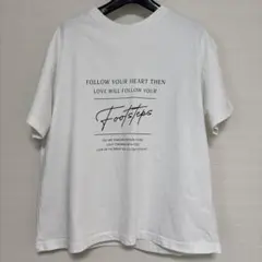 ホワイト メッセージプリント Tシャツ 半袖