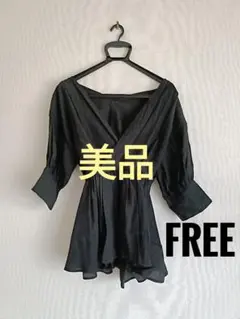【定価¥5,390】MURUA シアーカシュクールシャツ ブラック