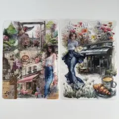 パリ&カフェのブックマーク(2枚セット)