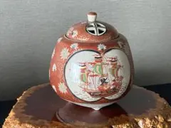 薩摩焼 大香炉 南蛮船 島津家紋20cm