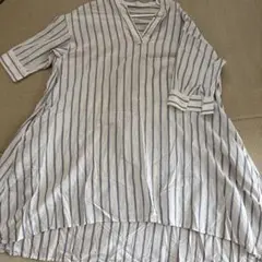 白と青のストライプ チュニック M〜L