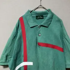 Key Club 昭和レトロポロシャツ(L)グリーン　コットン100% 厚手
