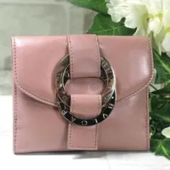 希少【美品】ブルガリ チャンドラ 折り財布 コンパクト ピンクベージュ